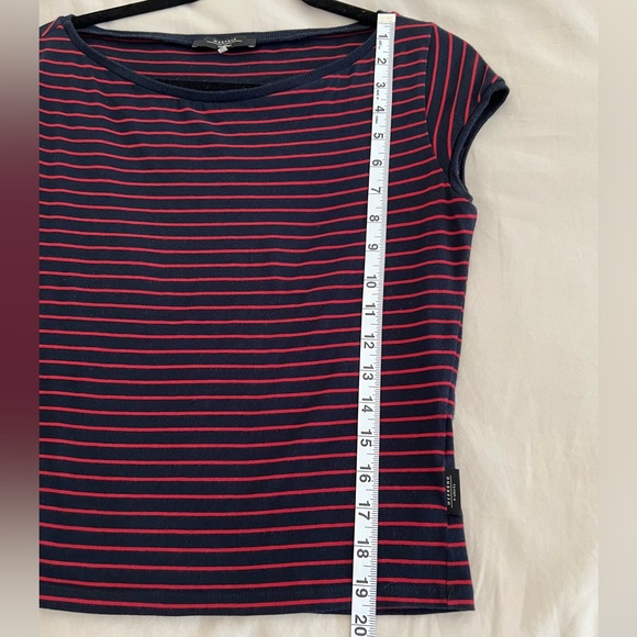 Weekend MaxMara, cotton stretchy cap sleeve boat neck shirt - Picture 3 of 7